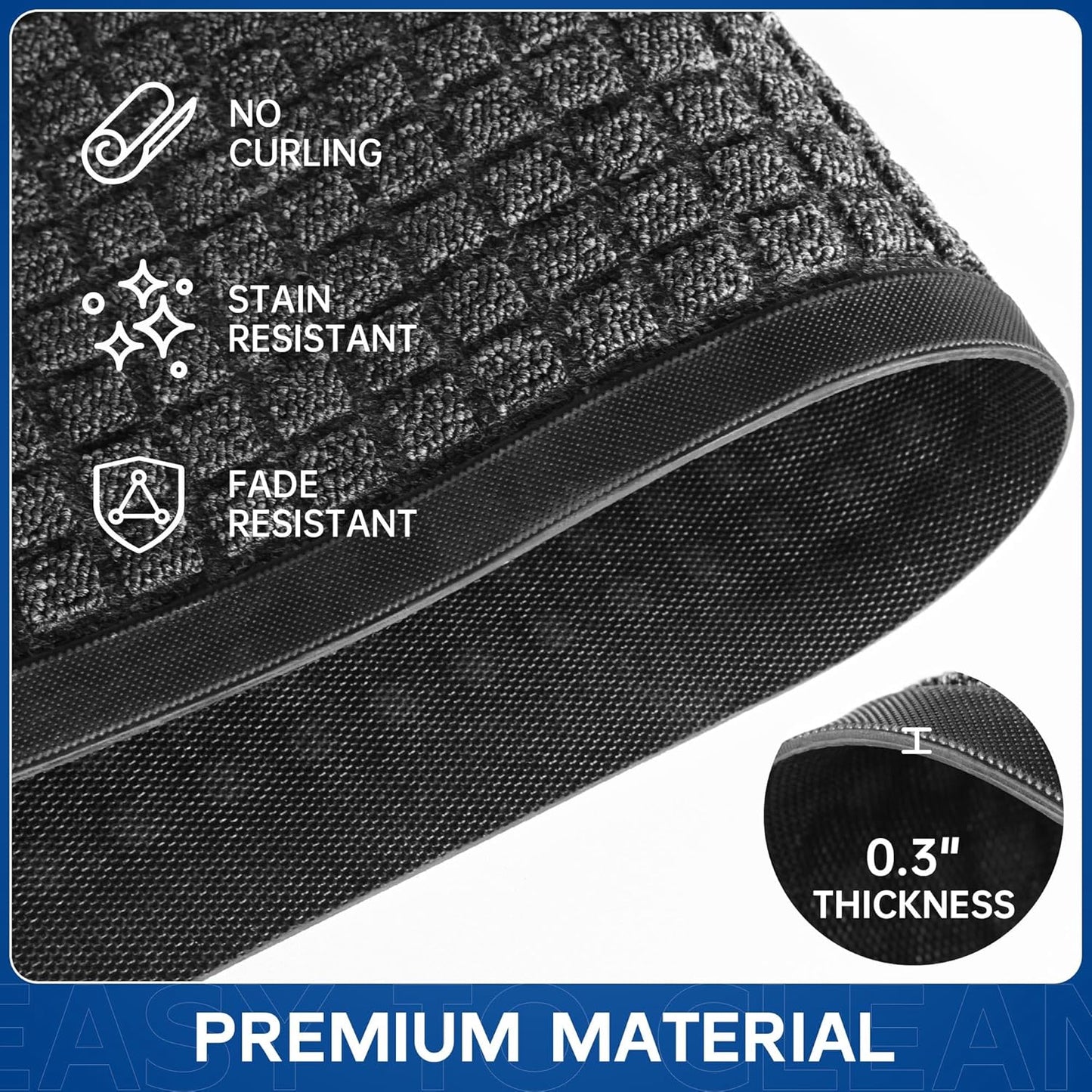 Durable Front Door Mat, 48" x 36" Heavy Duty Indoor Outdoor Doormat for Entryway, Non-Slip Rubber Backing, Stain and Fade Resistant Commercial Floor Mat for Home Office Entry