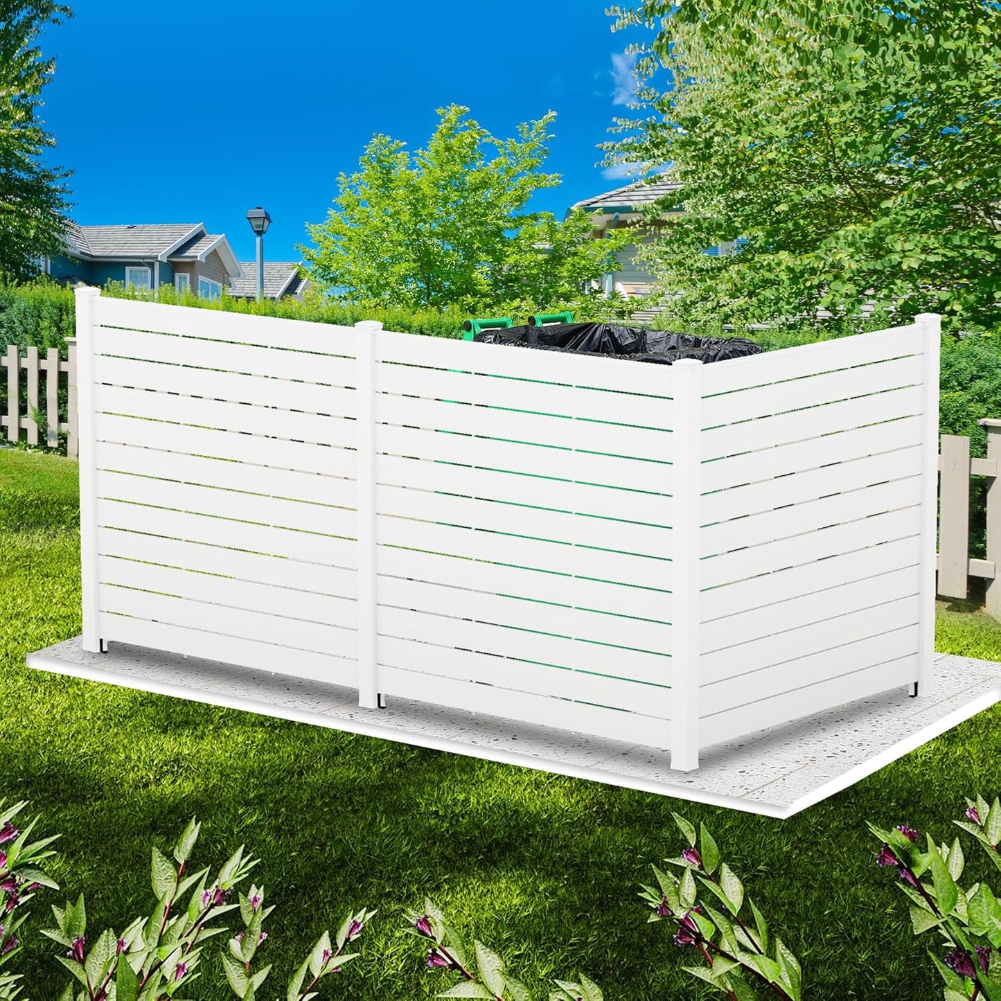 Kozyard Ground Mounting Kit for 3-Panel Privacy Screens – Perfect for Securing to Concrete – Helps Hide Clutter and Keep Your Outdoor Space Neat – Fits Both White & Black Panels