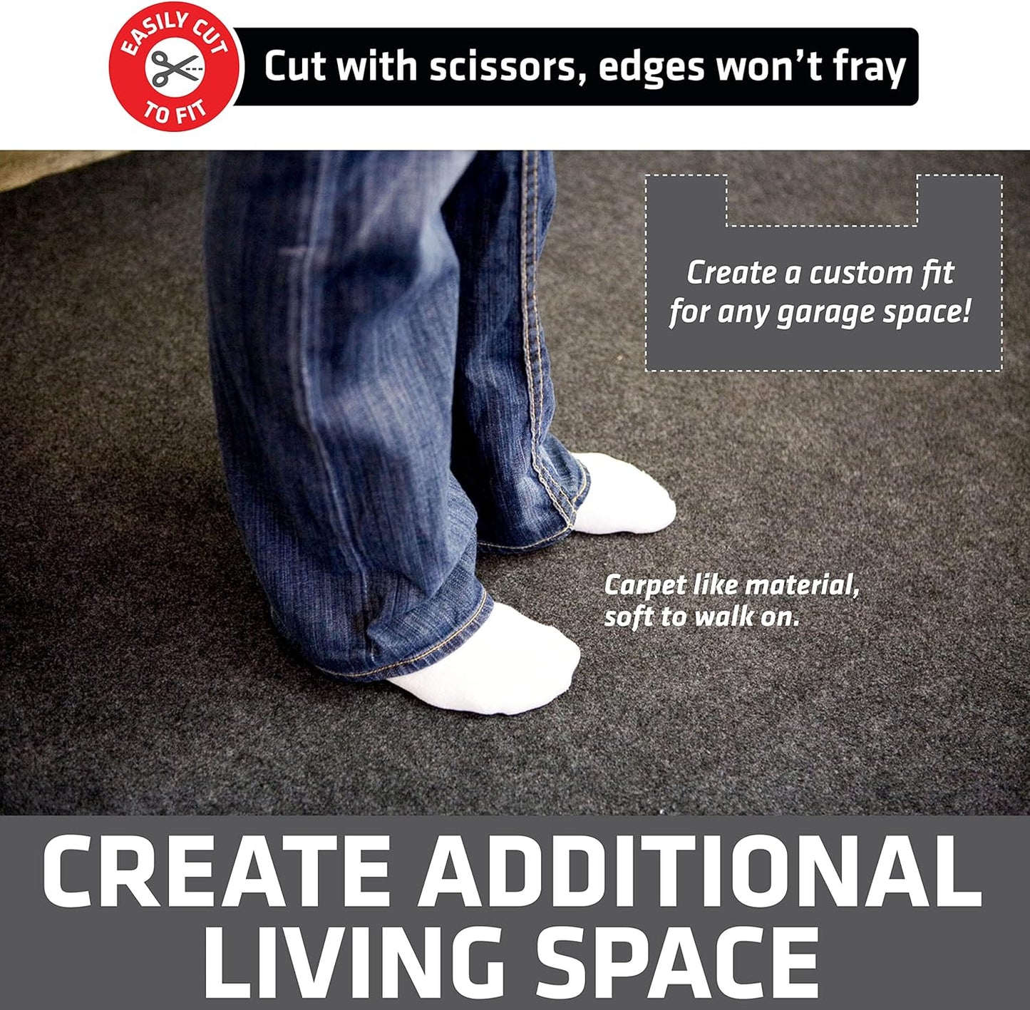 Drymate Garage Floor Mat, (20' x 7'4"), Protects Surfaces, Transforms Garage, Absorbent, Waterproof, Durable (USA Made) (Charcoal) (Includes Double Sided Tape)