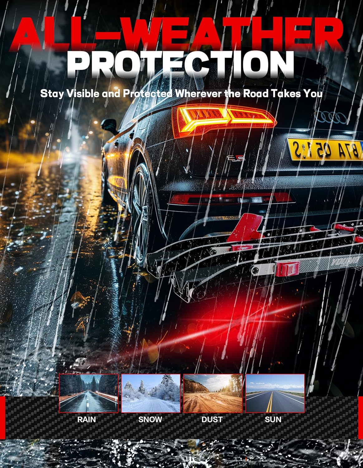 Young Bike Rack Brake Light & Plate Kit, 6 Inch 10LEDs Oval Red LED Tail Light 2PCS, FMVSS108 Certified, Waterproof Stop Turn Signal Tail Lights. Fits Young Hitch Racks #10104186