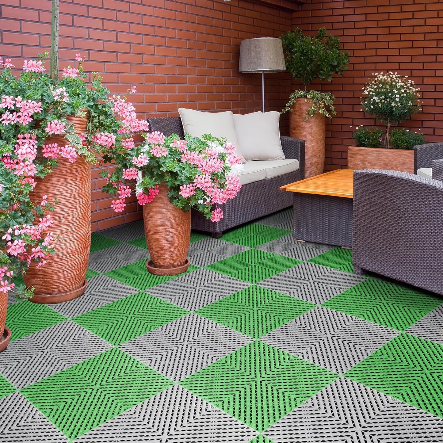 Interlocking Garage Floor Tiles - 0.79in,Vented, Self-Draining, Non-Slip Flooring, Modular, Virgin Polypropylene, Ideal for Garages, Patios, Basements, Decks -51.6 sq ft (Green, 30PCS) (Green, 30PS)