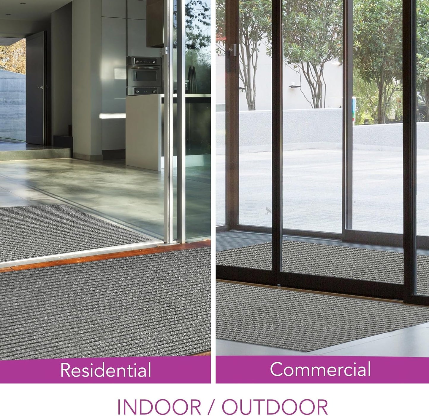 iCustomRug Spartan Weather Warrior Duty Indoor/Outdoor Utility Ribbed in 3ft,4ft,6ft Widths 70 Custom Sizes with Natural Non-Slip Rubber Backing 4'X42' in Grey