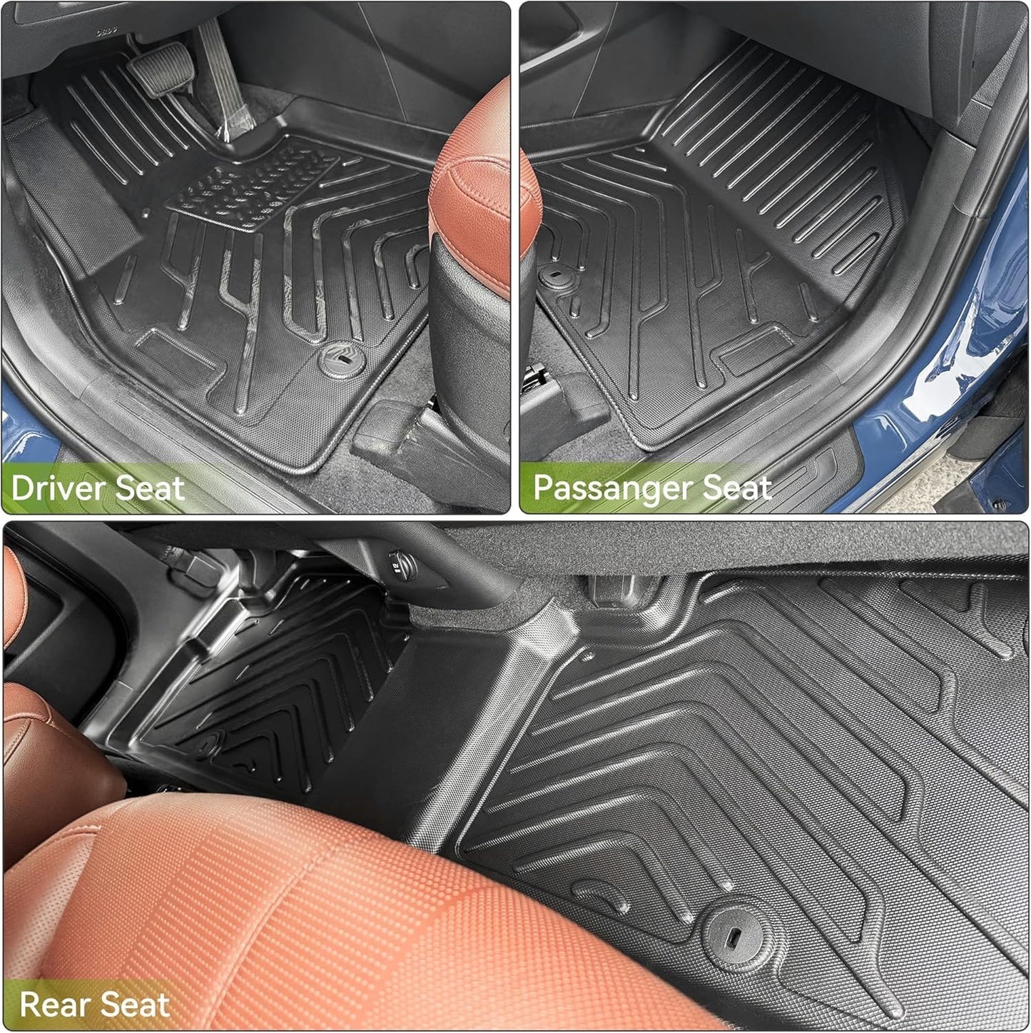 AUTOSAVER88 Floor Mats & Cargo Liners Fit for Kia Telluride 7/8 Seats 2025 2024-2020, All Weather TPE Custom for Floor Liners Trunk Mats Heavy Duty Waterproof Car Mats Set Interior Accessories, Black