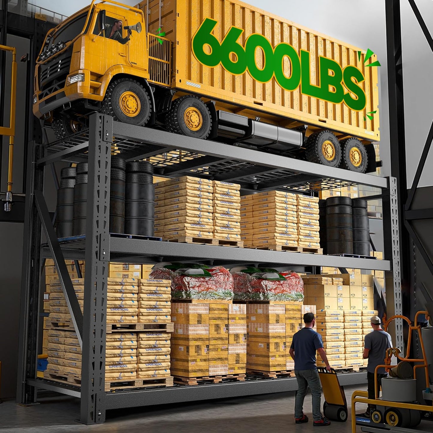 Bepatio 77" W Garage Shelving Heavy Duty, Ultra Wide Storage Shelves 3 Tier Metal Shelving Unit Adjustable Utility Shelves for Garage, Basement, Warehouse, Black 77" W*23.7" D*66”H, 2 PCS