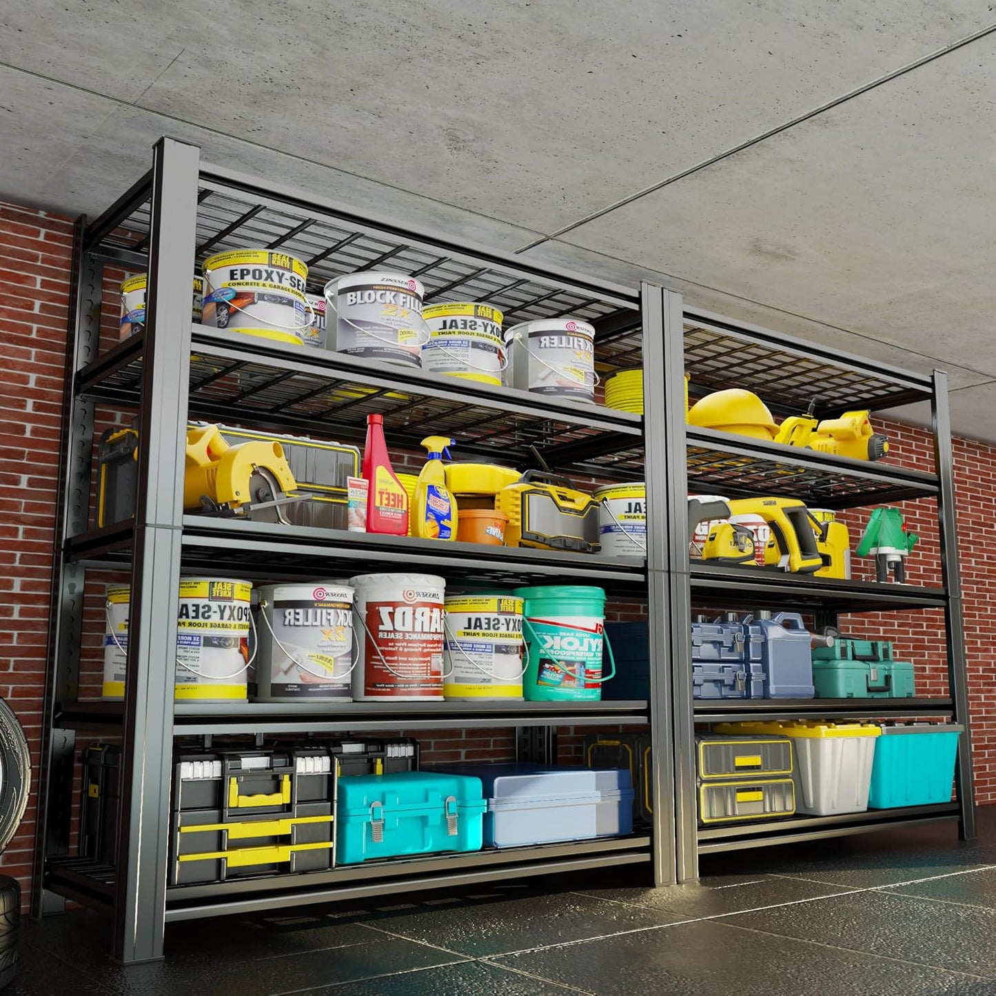 72''H Garage Shelving 3500LBS Capacity Heavy Duty Storage Shelves, Adjustable 5 Tier Metal Industrial Wire Shelf for Kitchen, Utility Room, Warehouse and Basement, Black (48''Wx24''Dx72''H)