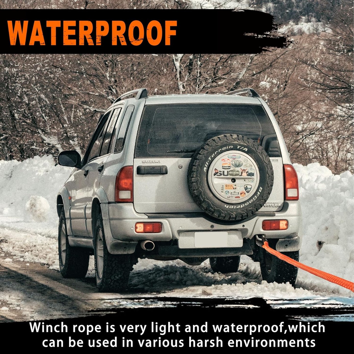 METOWARE Kinetic Recovery Rope (1’’ x 30ft) 35,000 LBS Heavy Duty Offroad Recovery for UTV, ATV, Truck, Car