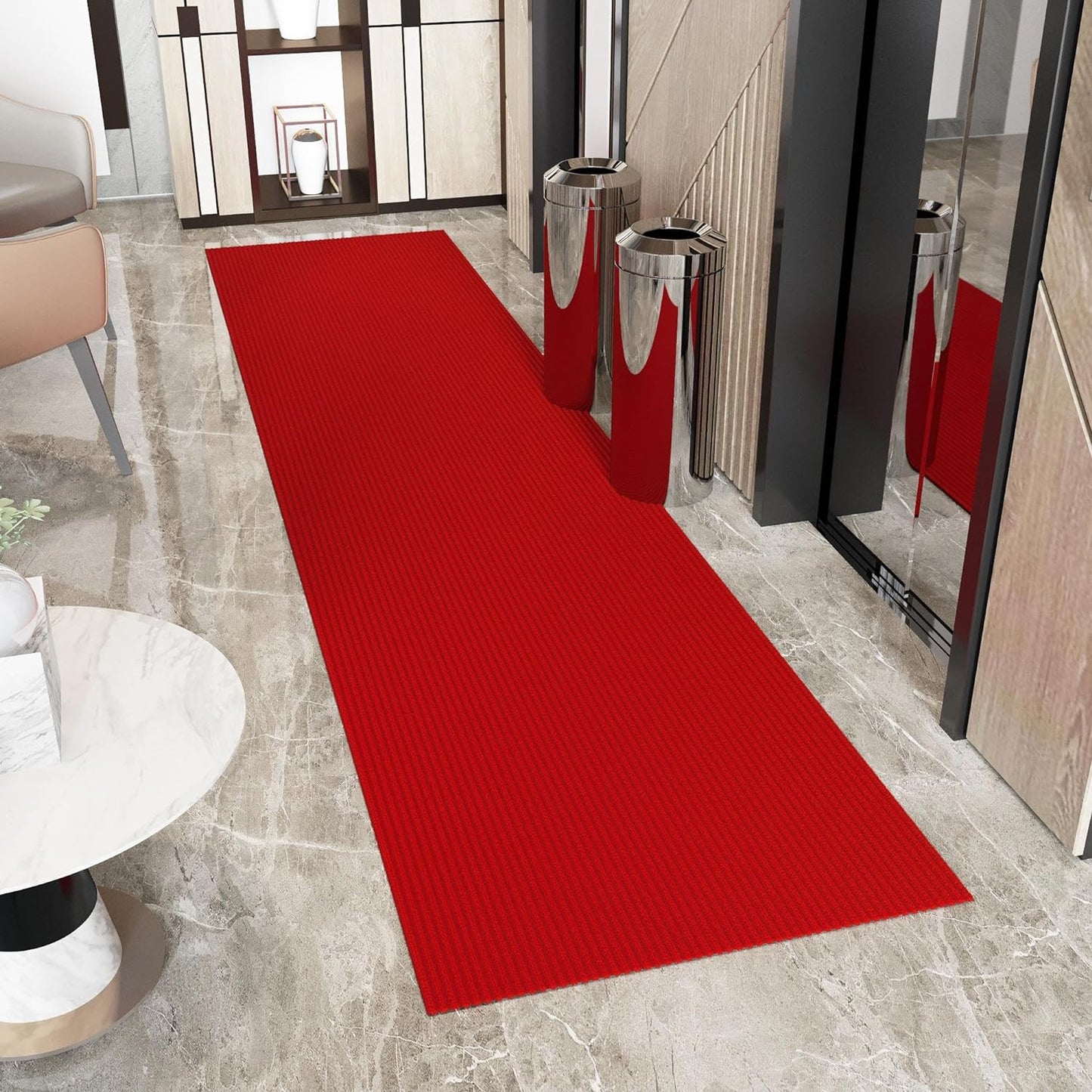 Ottomanson 2'7" x 12' Hallway Runner with Scraper Pile Extra Durable Non-Slip Rug Mat for Indoor & Outdoor Use - Ideal for Kitchen, Entryway, Patio & Garage - High-Traffic Carpet, Red