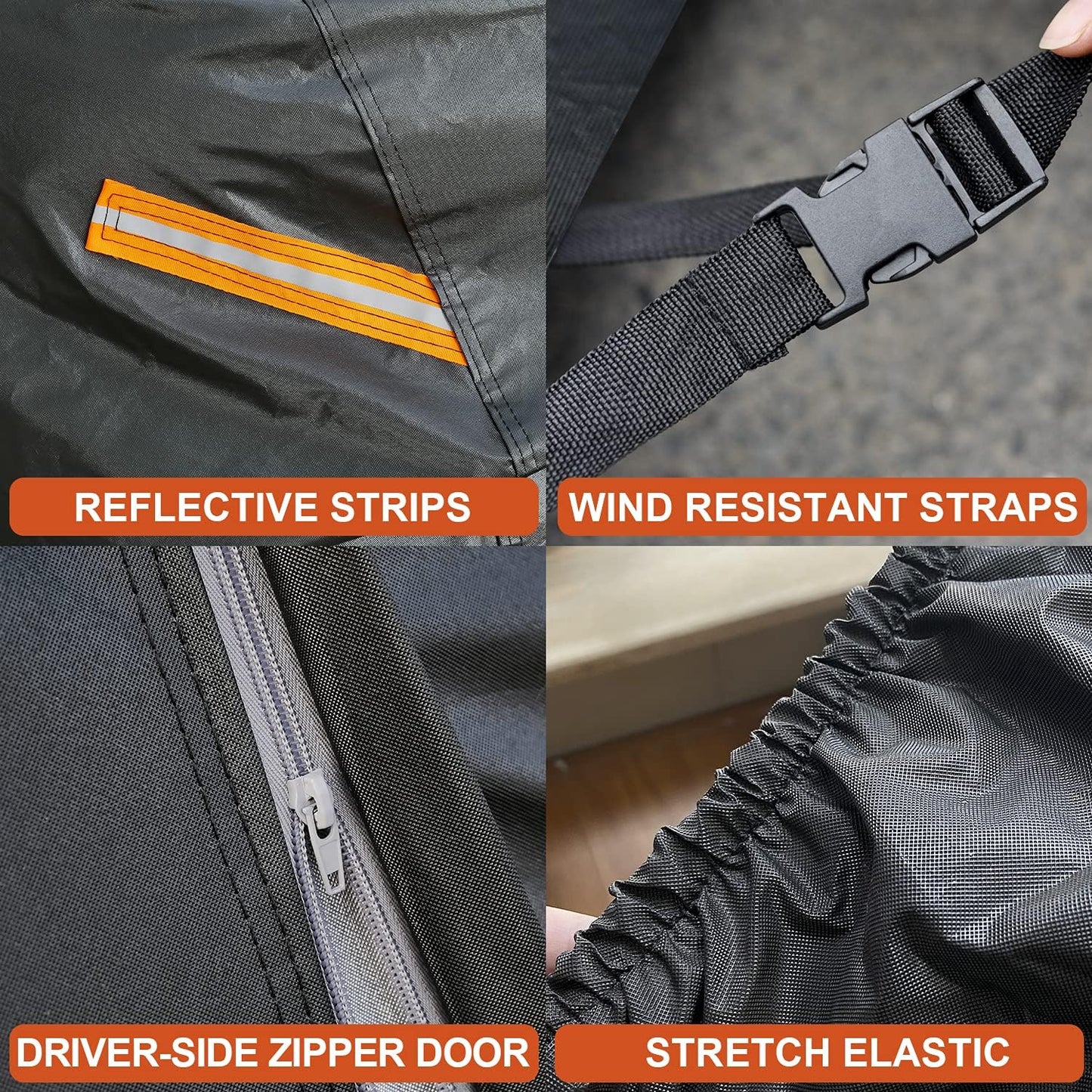 Kayme 7 Layers Heavy Duty Car Cover Waterproof All Weather, Full Exterior Cover Outdoor Snow Sun Uv Protection with Zipper for Automobiles, Universal Fit for Sedan (186 to 193 Inch)