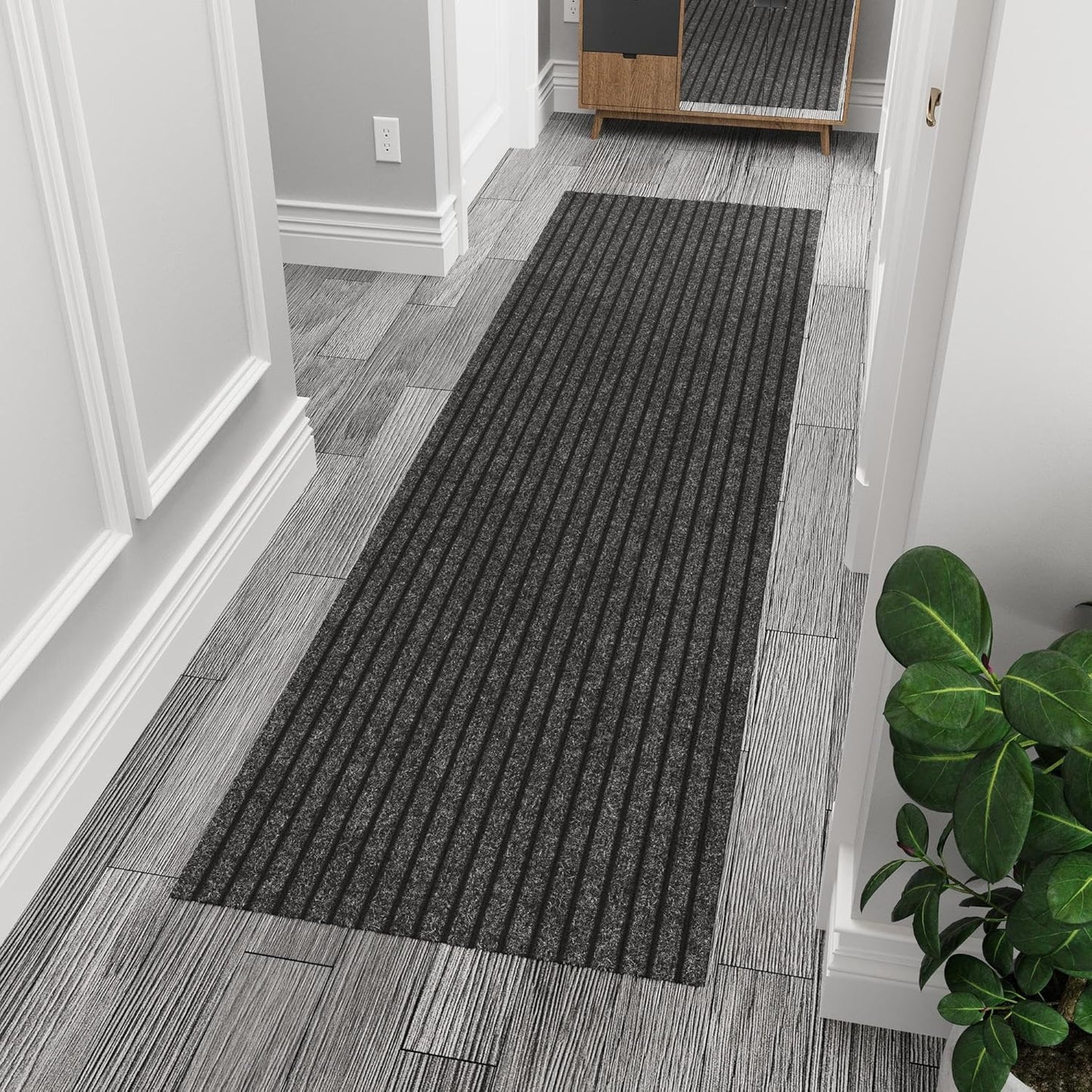 Ottomanson 2'7" x 5' Mud Mat Area Rug Scraper Carpet - Non-Slip, Dirt Trapping for Indoor & Outdoor Use - Ideal for Entryway, Garage, Kitchen, Patio & High-Traffic Areas, Black