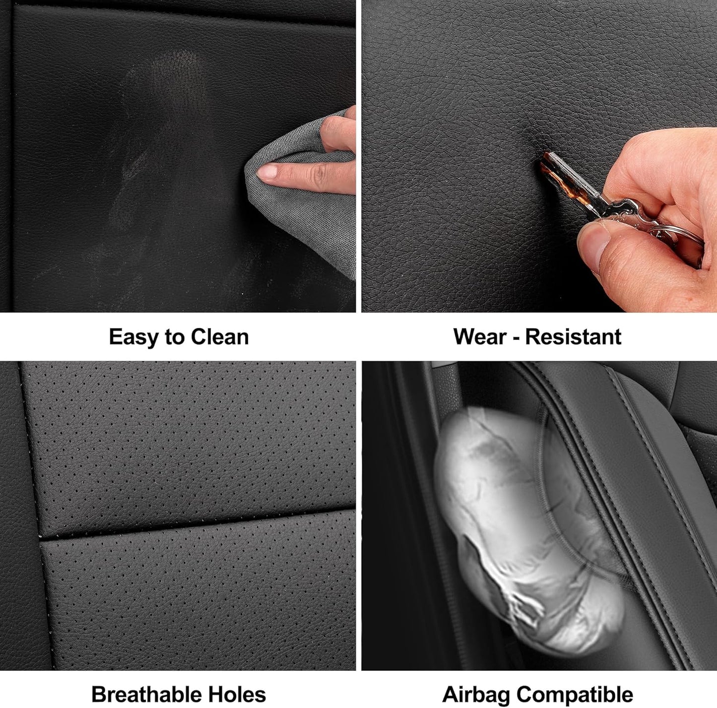 GIANT PANDA Full Set Car Seat Covers Customized Jeep Wrangler TJ Rubicon Sahara Sport X Unlimited 2003 2004 2005 2006, Faux Leather (Black&Gray)