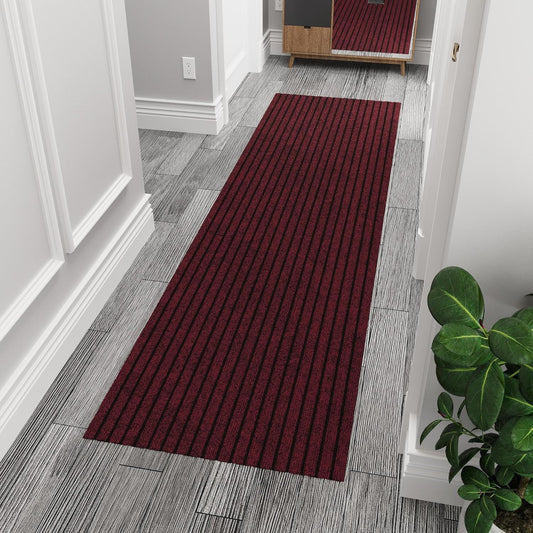 Ottomanson 2' x 6' Hallway Runner with Scraper Pile - Extra Durable Non-Slip Rug Mat for Indoor & Outdoor Use - Ideal for Kitchen, Entryway, Patio & Garage - High-Traffic Carpet, Red