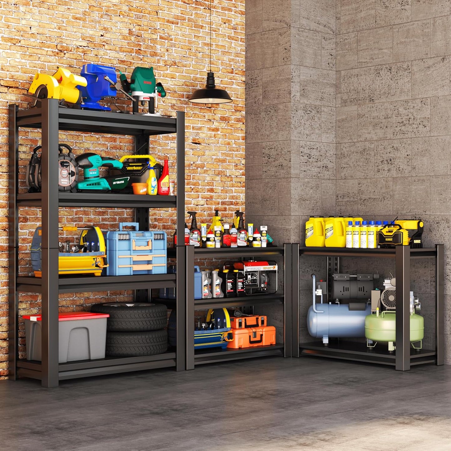 Metal Garage Shelving Unit, Heavy Duty 2-Tier Adjustable Storage Shelf, Steel Shelving,Industrial Shelves for Heavy Tools and Equipment, 22" H x 24" W x 14" D