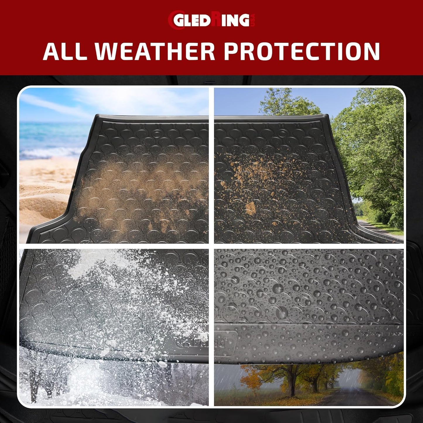 Gledring USA Custom Fit All-Weather Rubber Cargo Liner Intended for Toyota Highlander & Hybrid 2021-2022, No Trimming Required, Tailored Custom Fit, Protects from Rain, Mud, & Snow