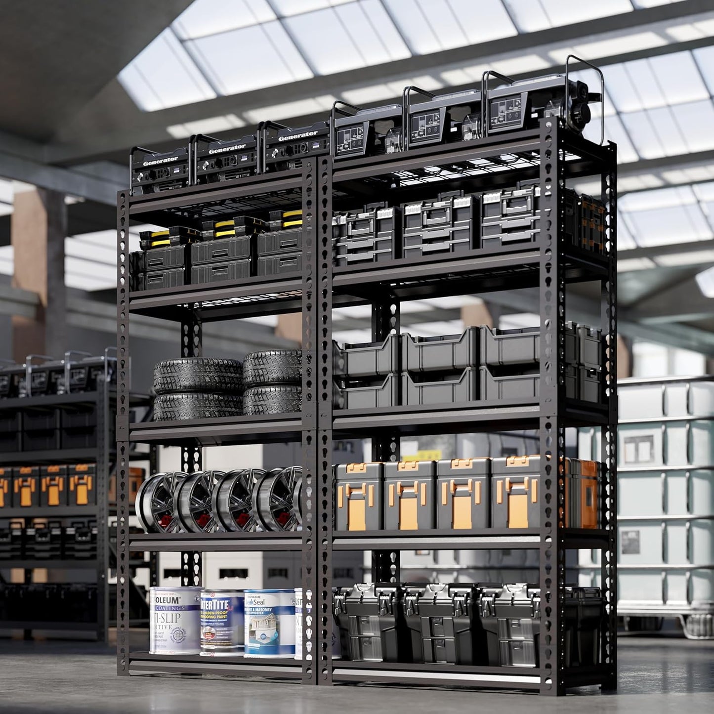 5 Tire Storage Shelving Heavy Duty Garage Shelves 2000LBS Load Bearing, Full Metal Shelving Units, Durable Construction, Adjustable Shelves, Easy Assembly, 36''W x 16''D x 72''H