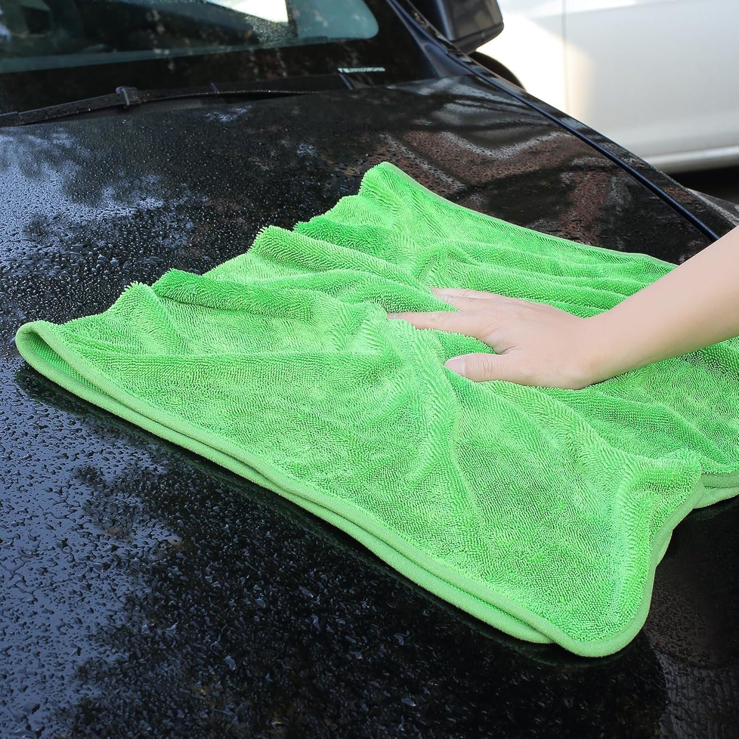 JOYMOOP Car Dry Towel, Quick Drying, Medium Size, Microfiber Cleaning Cloth, Green, 35.4 x 23.6 Inches, 2 Pack for Boates, RVs, SUVs, Trucks, Cars