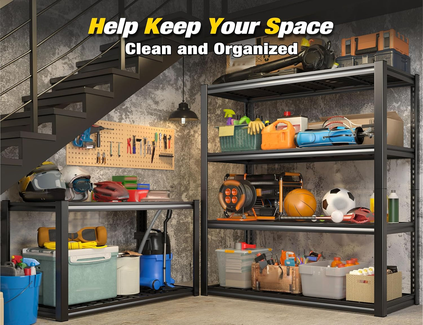 REIBII 40" W Storage Shelves 2200LBS Garage Shelving Heavy Duty Metal Shelving Adjustable Metal Shelves Industrial Shelf for Warehouse Basement Pantry Kitchen, 3 Pack