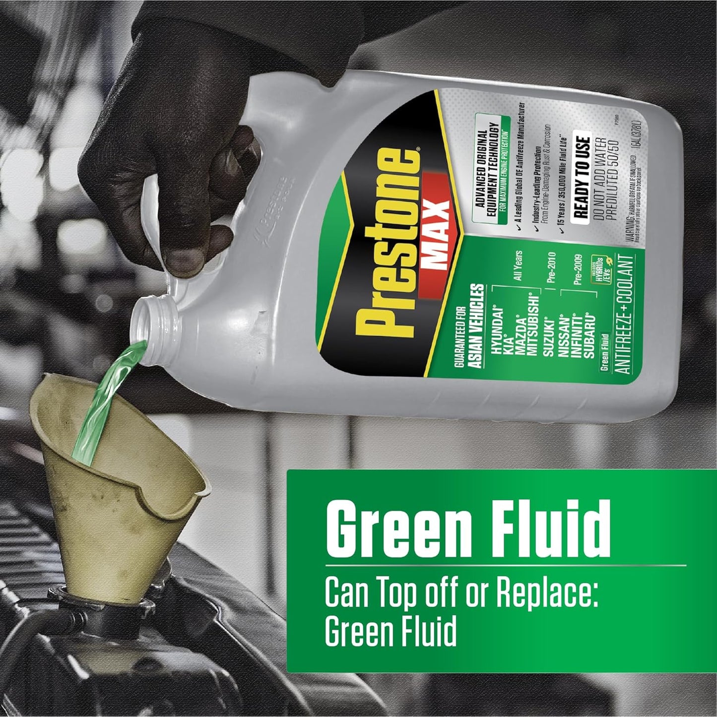 Prestone AF6610 MAX Asian Vehicles (Green) Anti-Freeze and Coolant, 1 Gallon, Pack of 6