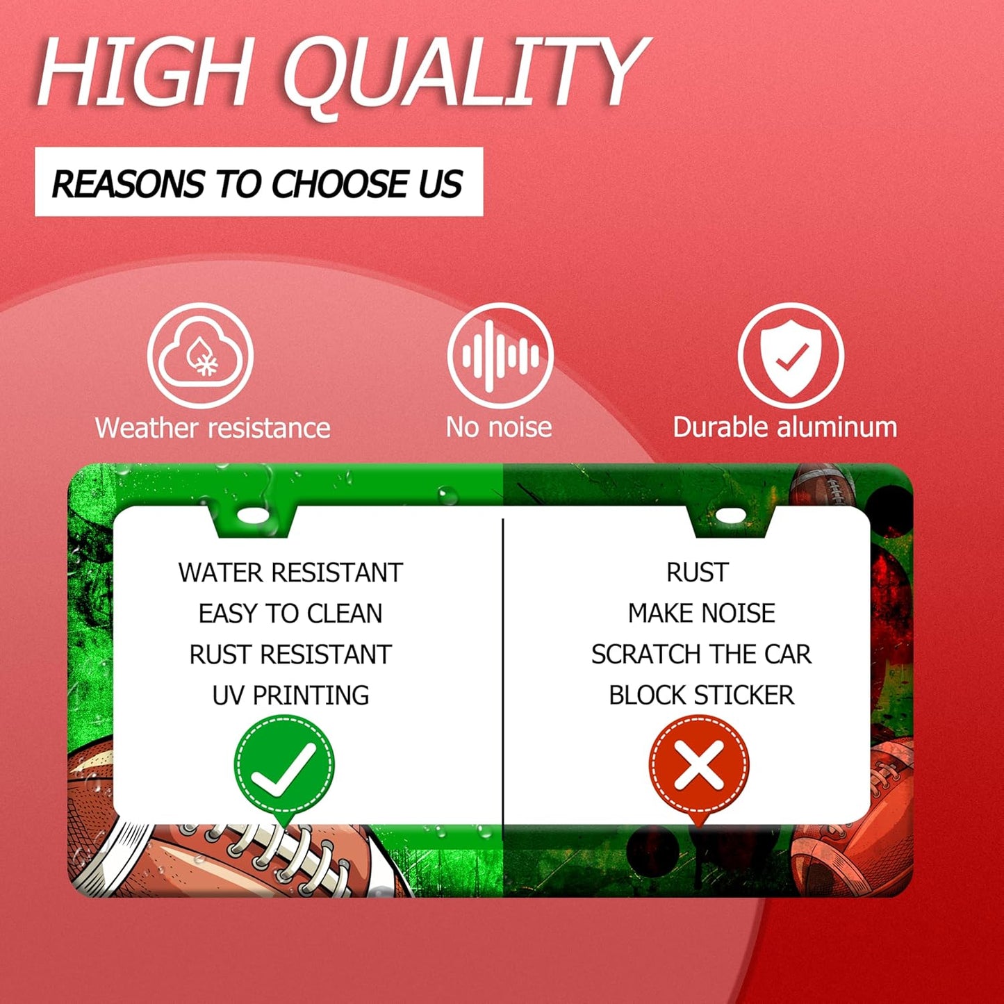 American Football License Plate Frame Funny Balls License Plate Holder Auto Accessory Decoration for Men Women 6.3x12.3 Inch