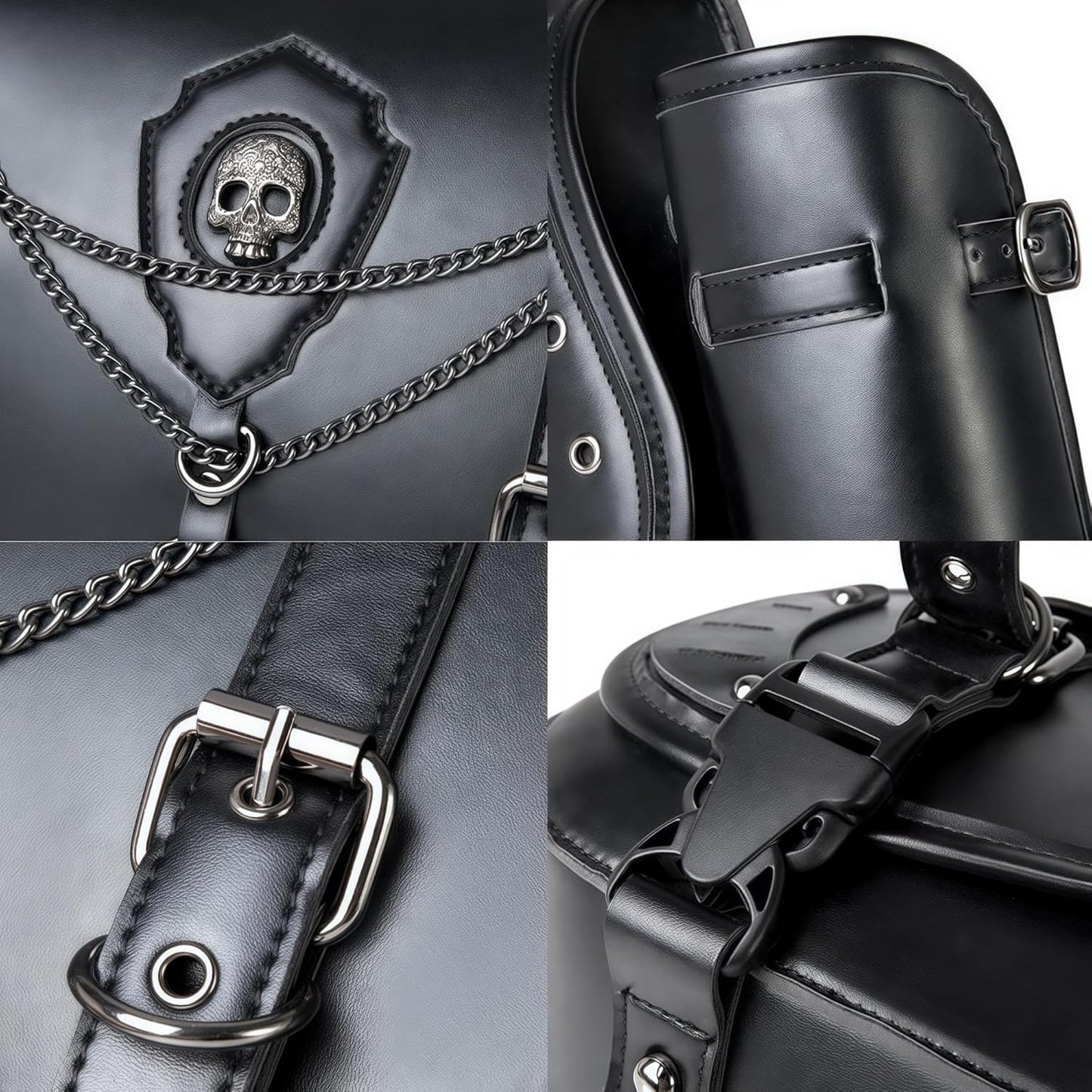 Motorcycle Saddlebags, 30L Leather Waterproof Side Saddle Bags with Cup Holder, Universal Powersports Saddlebags for Harley Davidson Sportster Dyna Softail Honda Shadow Rebel Yamaha Kawasaki Vulcan