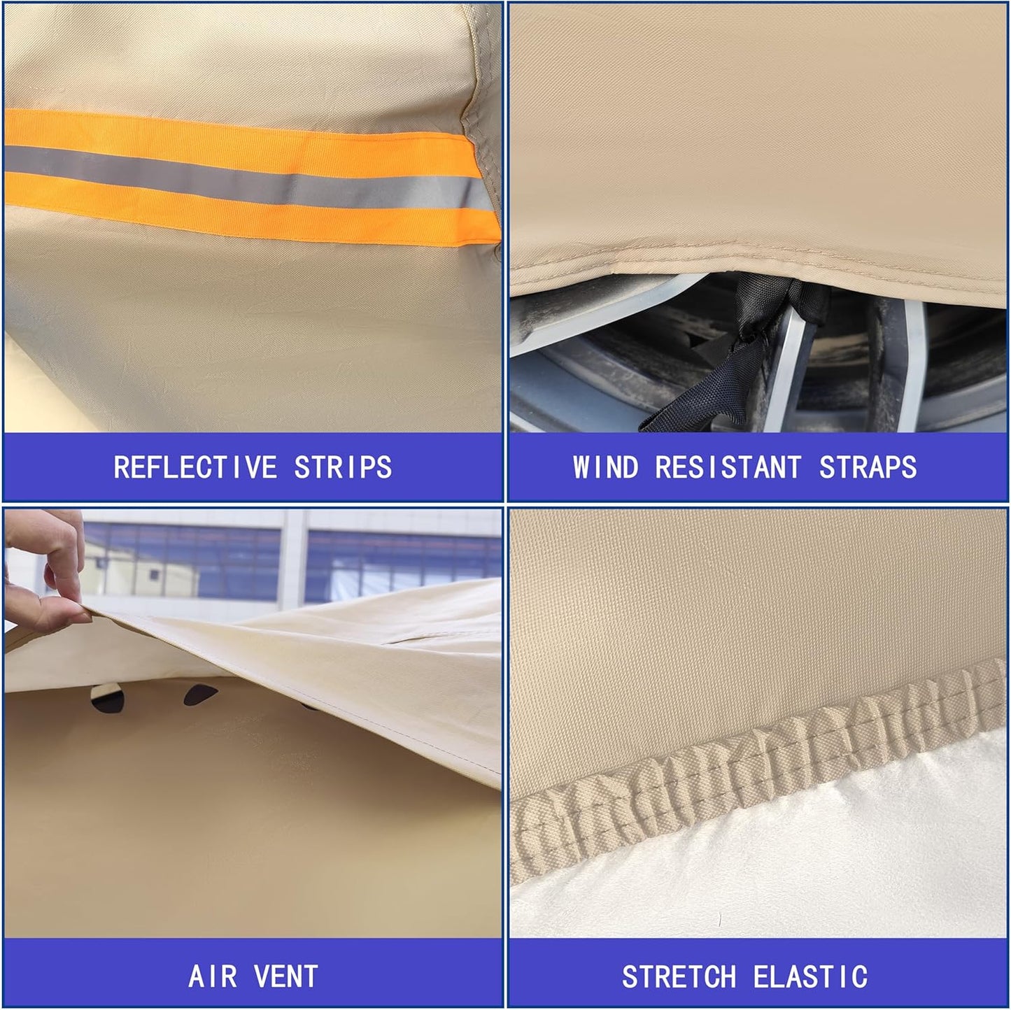 Heavy Duty Outdoor Car Cover Custom Fit for Tesla Model 3, Windproof All Weather Waterproof Sun Rain UV Dust Snow Protection Outdoor Car Covers