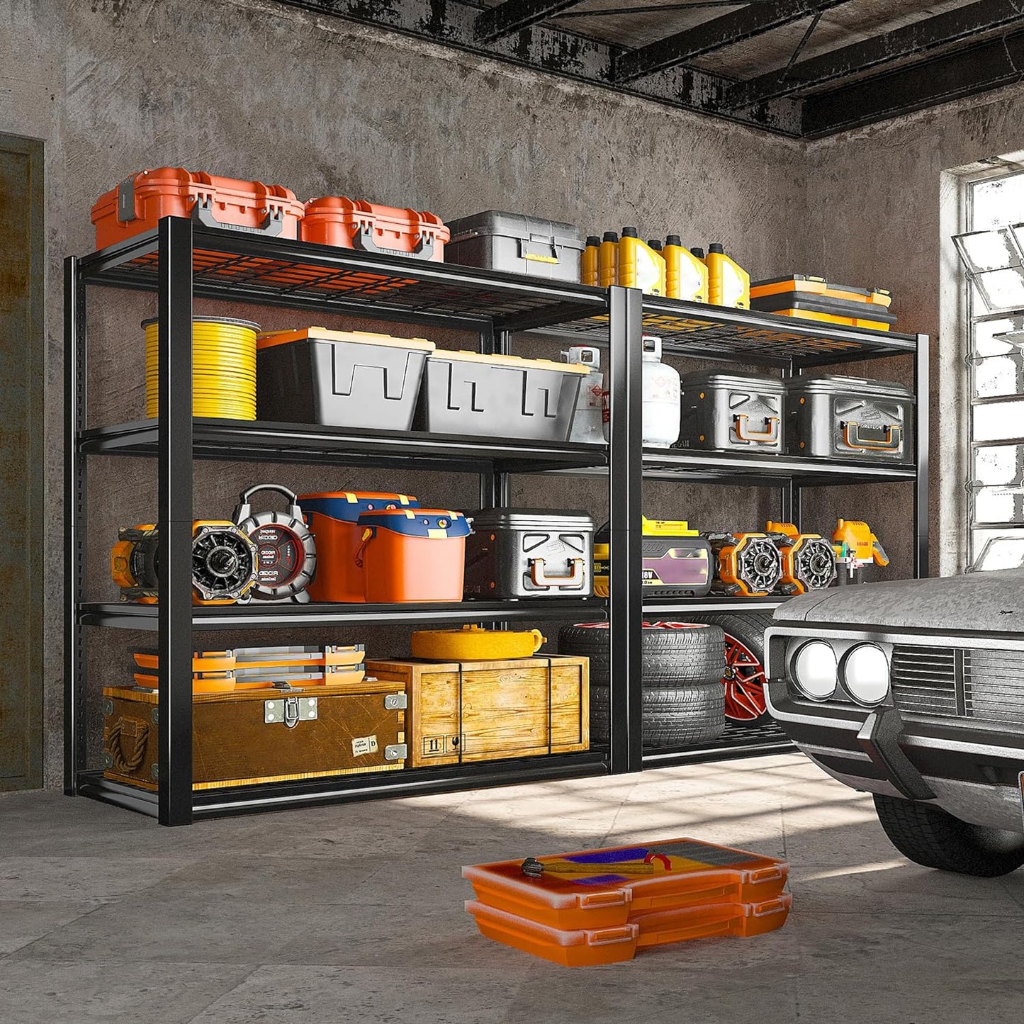 REIBII 40" W Storage Shelves 2200LBS Garage Shelving Heavy Duty Metal Shelving Adjustable Metal Shelves Industrial Shelf for Warehouse Basement Pantry Kitchen, 2 Pack