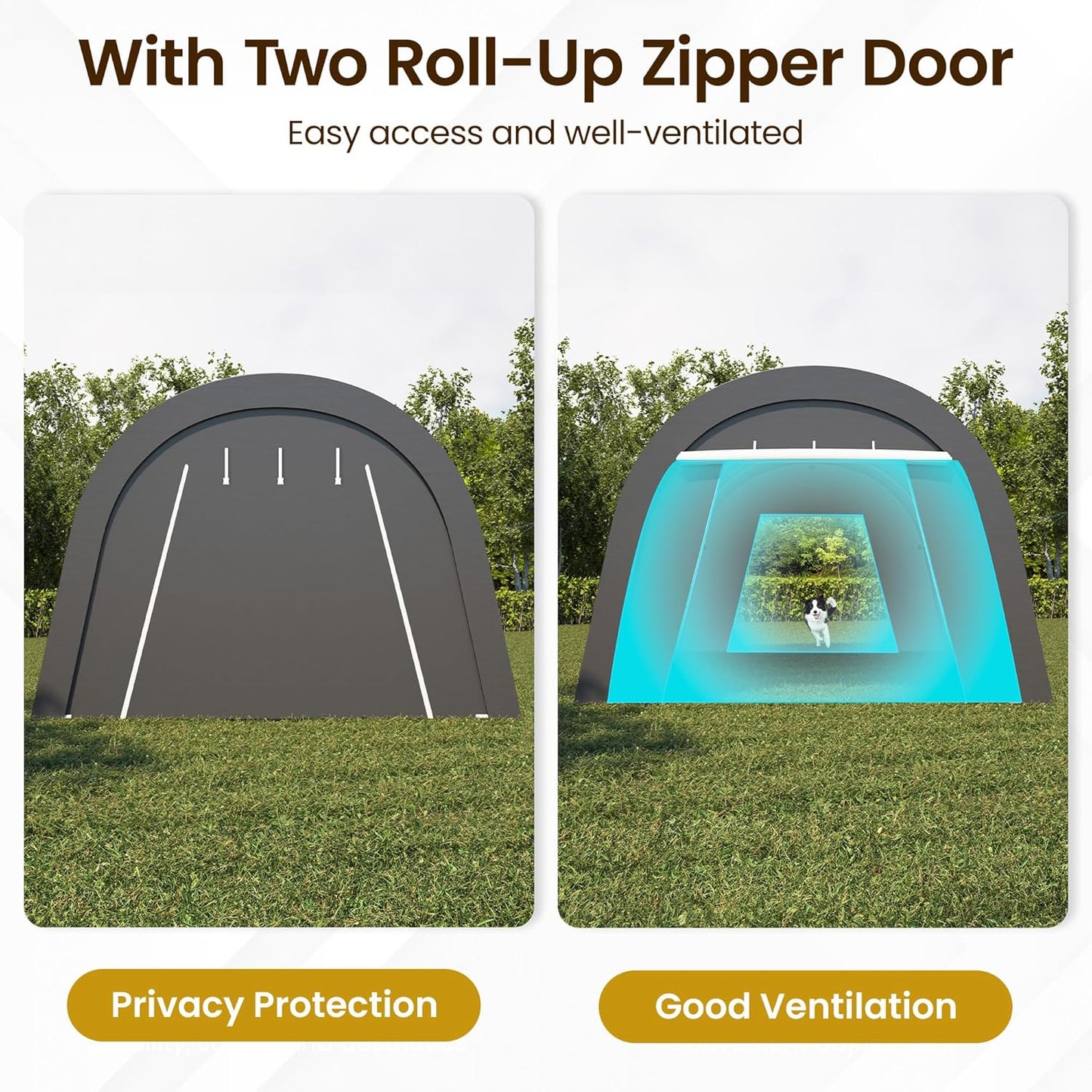 Kiss the Water Carport, Round Portable Garage, Steel Heavy Duty Carport with Ground Stakes, Tensioner and 2 Roll Up Windows PE Fabric Car Port, Garage, Storage Shed, Tent for Storage, SUV (12x25 Ft)