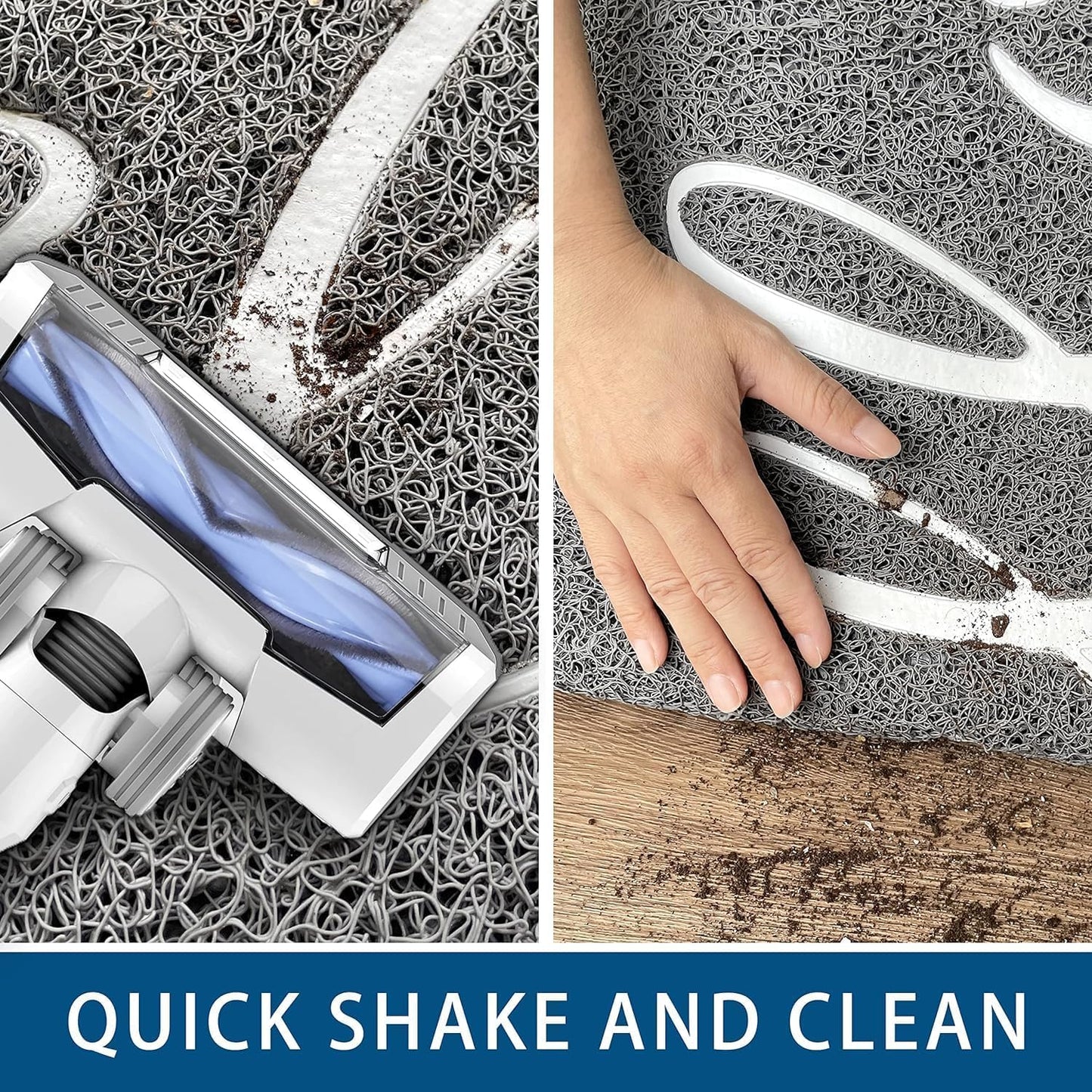 EARTHALL Door Mat Outside Inside Hello Doormat, 30"x17.5", Durable Floor Mat Non Slip Mat Ultra Absorb Mud Easy Clean Front Doormat for Garage, Entryway, Patio, High Traffic Areas, Grey