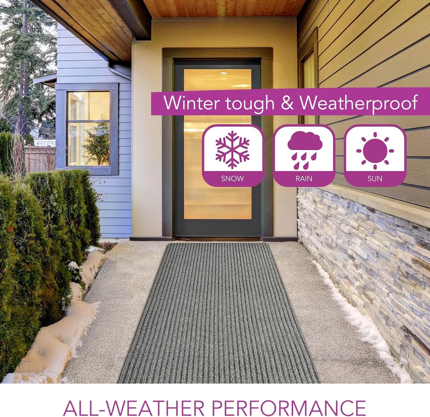 iCustomRug Spartan Weather Warrior Duty Indoor/Outdoor Utility Ribbed in 3ft,4ft,6ft Widths 70 Custom Sizes with Natural Non-Slip Rubber Backing 4'X80' in Grey