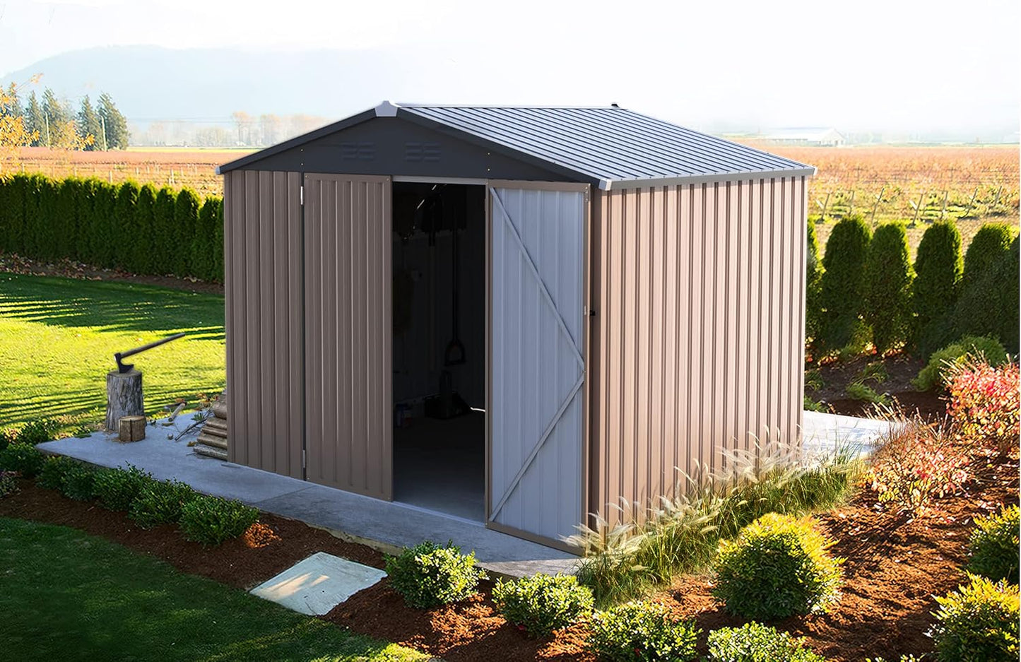 U-MAX 8x6 Storage Sheds & Outdoor Storage, Small Outdoor Storage Garden Outside Shed kit, Galvanized Metal Utility Shed for Backyard, Patio and Lawn