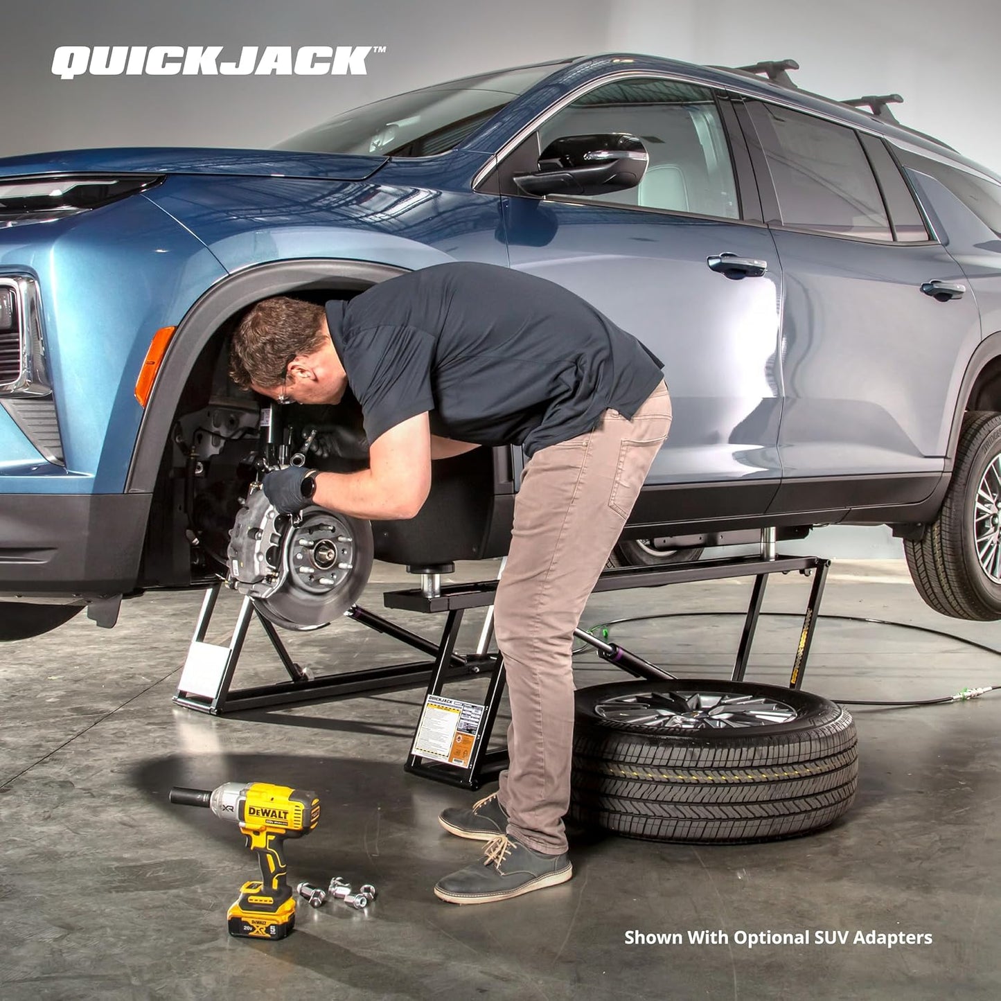 QuickJack Bundle - 6000TLX Portable Car Lift, Includes Pinch Weld Blocks & Wall Hangers, ALI Certified, 110V Power Unit, Truck Lift for Garage & Shop, (6,000 lbs. Capacity)
