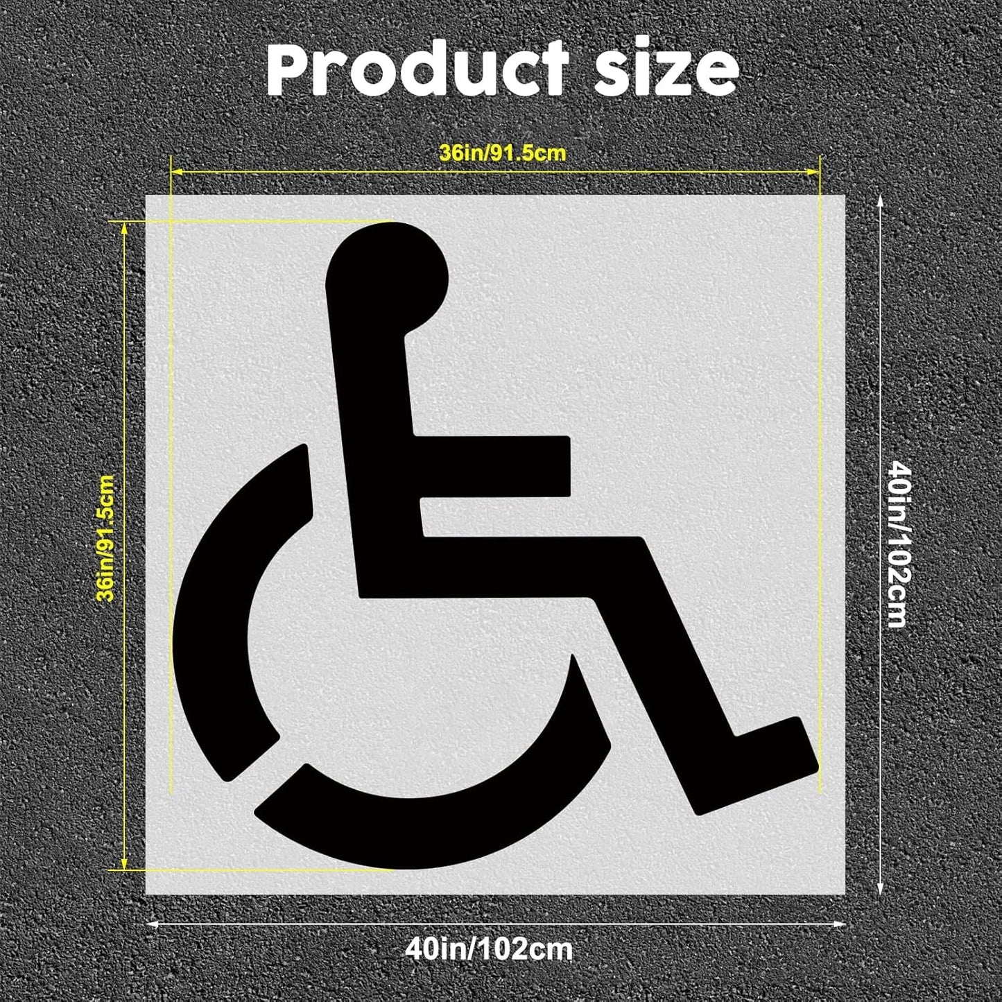 Large Handicap Parking Stencil, 36 Inch Reusable Silicone Disabled Symbol Stencil, Foldable Handicapped Template for Parking Lot Garage Pavement Marking, Easy to Use for Clear Markings
