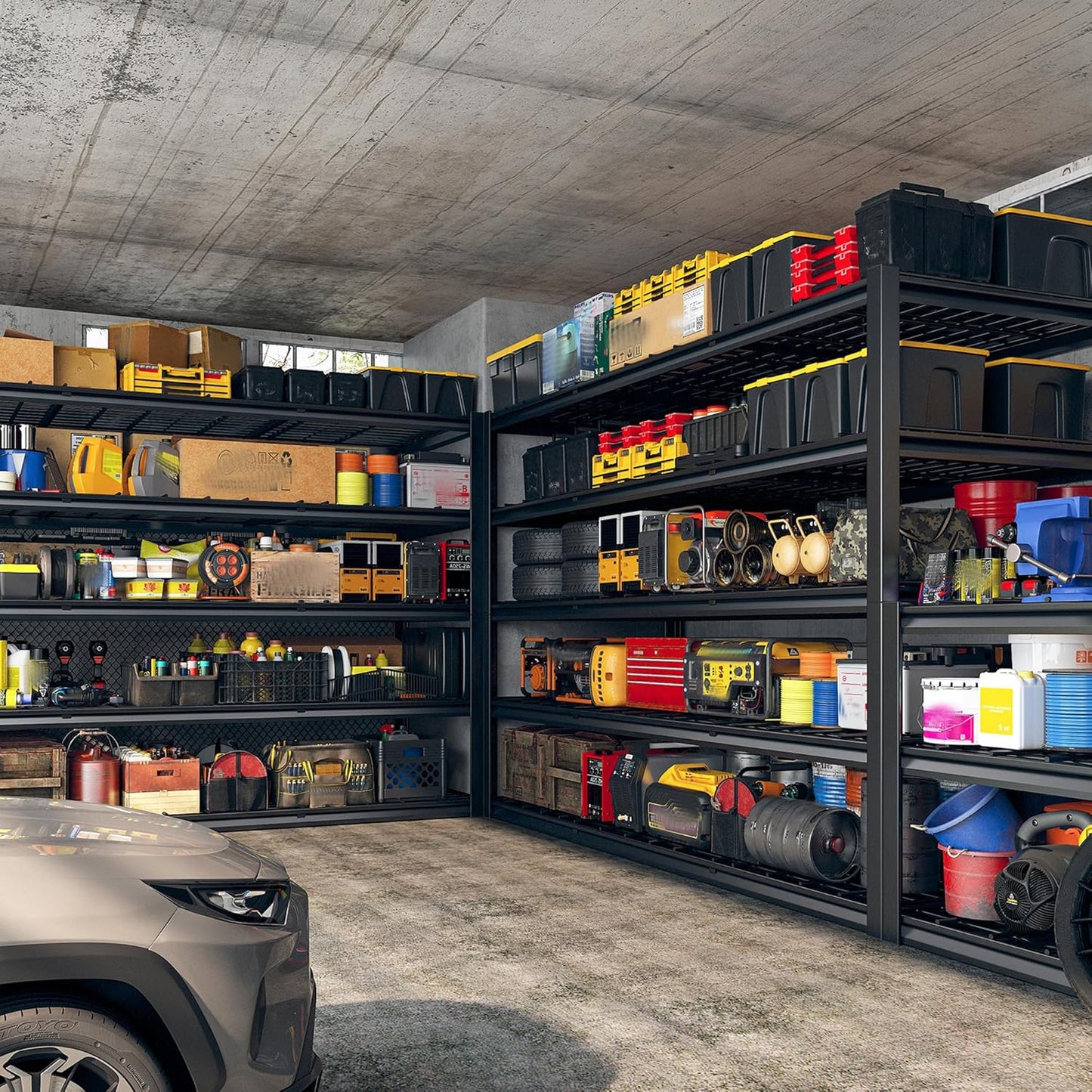 REIBII 60" W Garage Shelving Heavy Duty Metal Shelving 3000LBS Storage Shelves Adjustable Metal Shelves for Storage Industrial Garage Shelves for Warehouse Basement 60" W x 24" D x 72" H