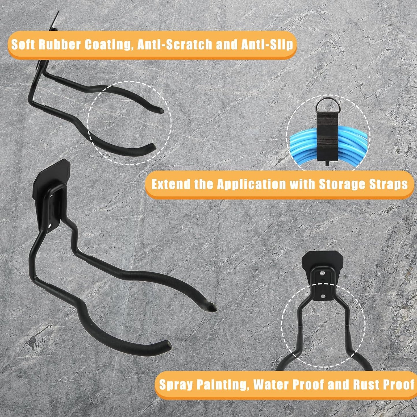 String Trimmer Hanger, Weedeater Rack, Garage Wall Power Tool Hooks, Utility Hooks for Tool Organizers and Storage 3 Pcs