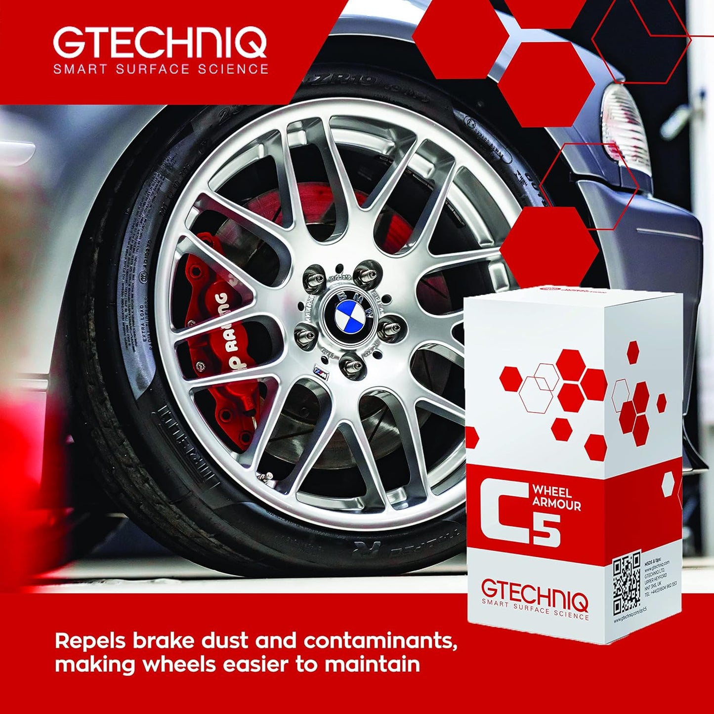 Gtechniq C5 Wheel Armor Wheel Cleaner, Rims Cleaner Protects Alloy Rims, Brake Dust Remover Wheel Cleaner Repels Brake Dirt for up to 12 Months - 1 fl oz (30ml), Sufficient for 4 x 21 Outer Rims
