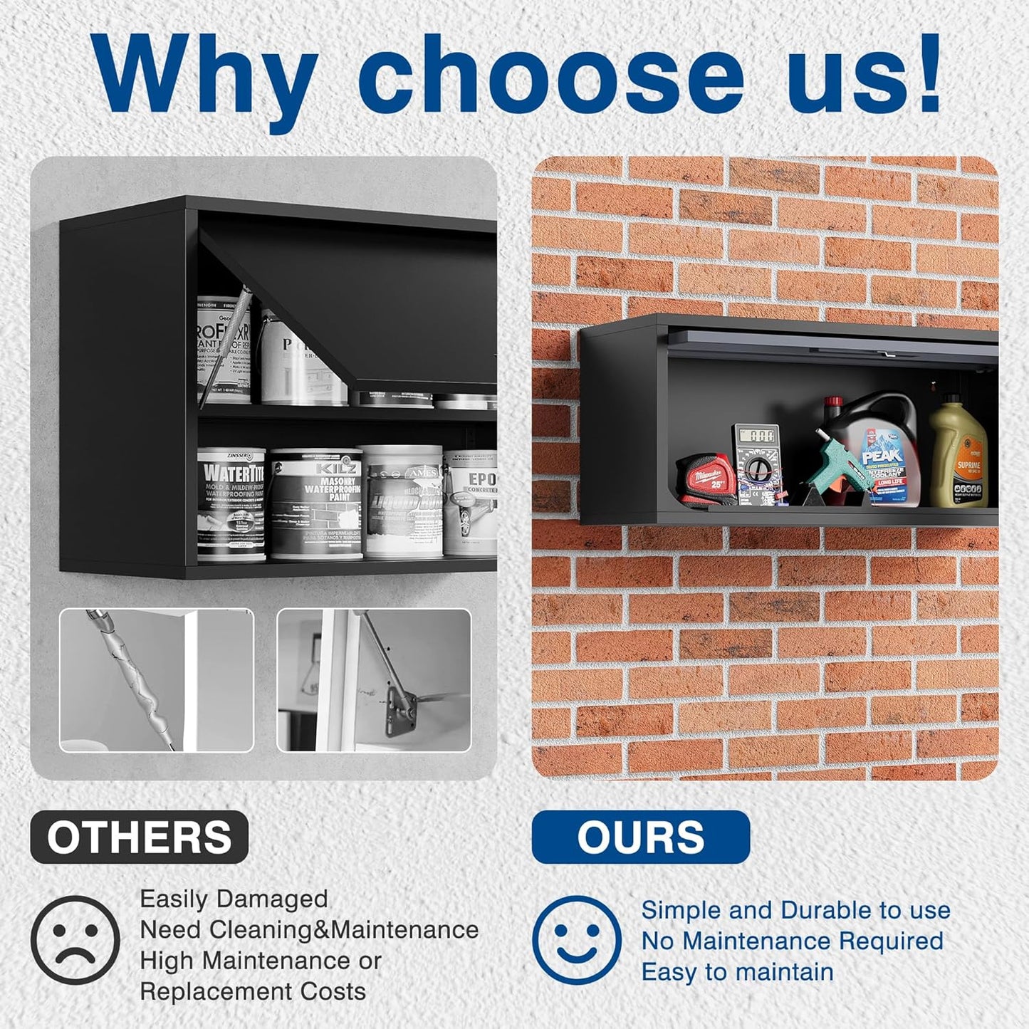 Metal Storage Cabinet Black&Gray Wall Cabinets with Locking Door - Wall Mounted Storage Cabinet for Garage Warehouse Home Office - Assembly Required