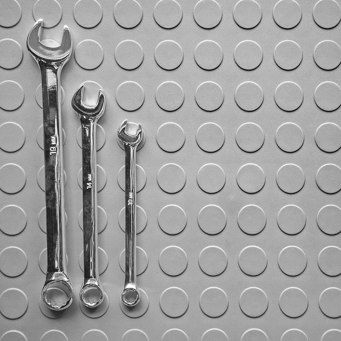 IncStores 2.5mm Thick Commercial-Grade Nitro Roll Garage Floor Mat | Flexible Vinyl Floor Mat for a Stronger and Safer Garage, Workshop, or Trailer | Coin-Top, Stainless Steel, 7.5' x 140'