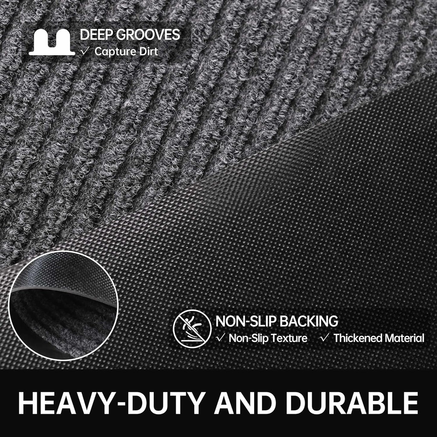 Front Door Mat, 3' x 4' Heavy Duty Indoor Outdoor Door Mat for Entryway, Commercial Door Mats Entrance, Low Profile Welcome Mats Non-Slip, Durable Rubber Backing Entry Mat for Patio, Home