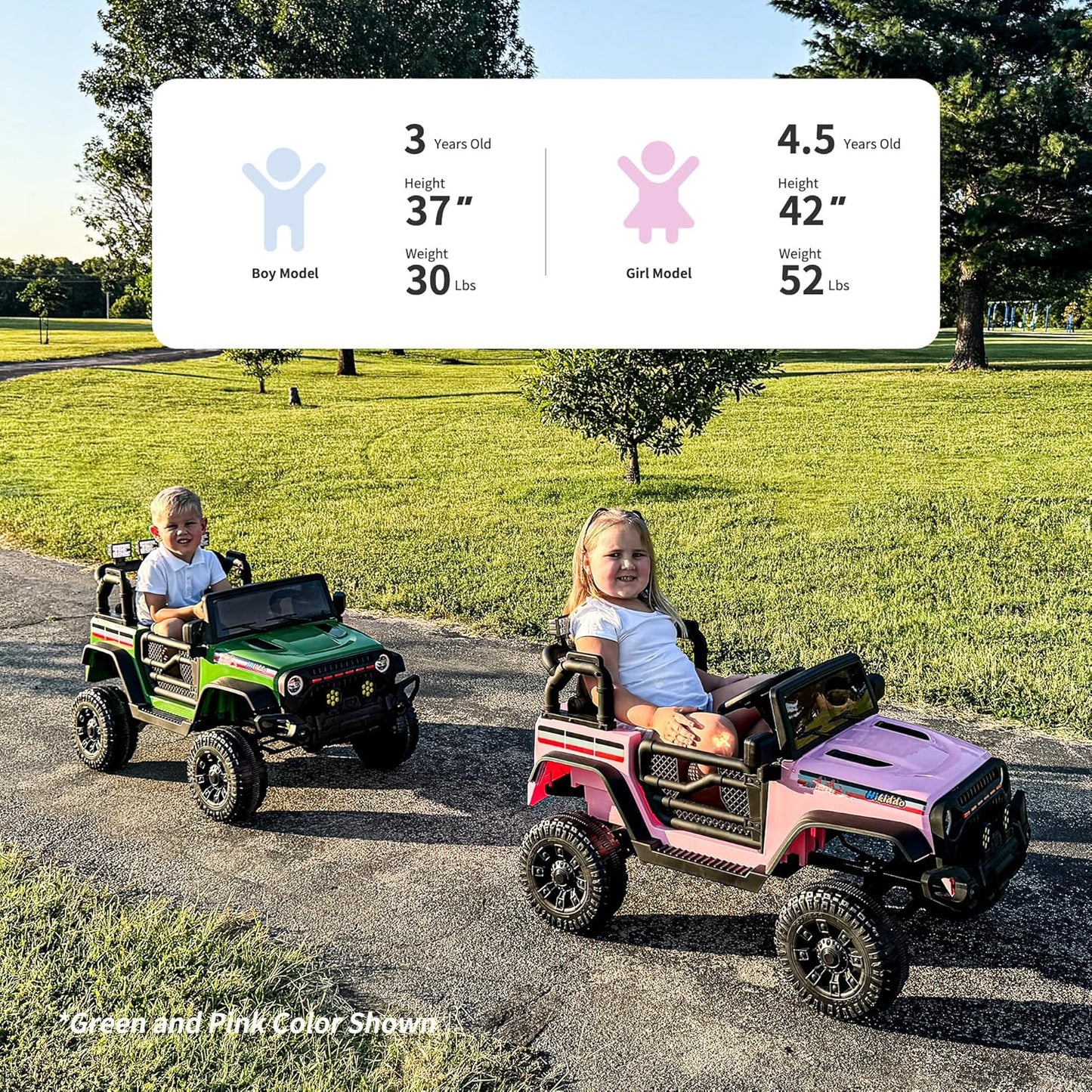 4WD Kids Ride on Car Truck, 12V 7Ah Kids Electric Vehicles Car Ride on Toy for Toddlers 3-5 with Remote Control - White